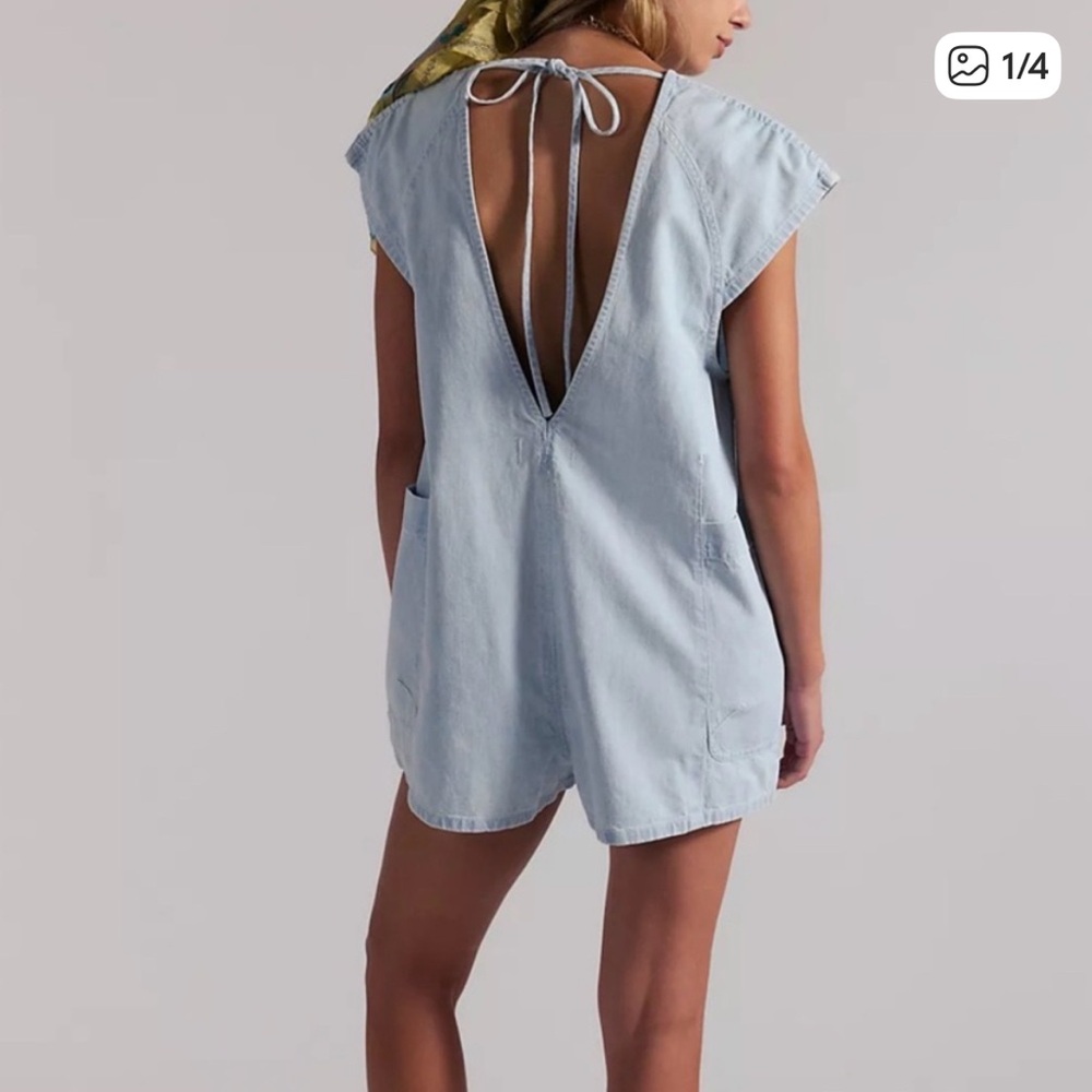 Free People Free Fall denim romper. NWT. Water